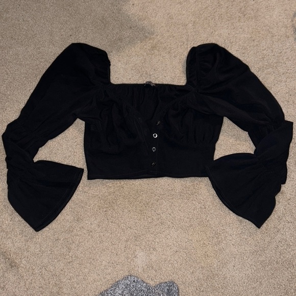 Size 10 Nasty Gal Black button up shirt - Picture 1 of 2